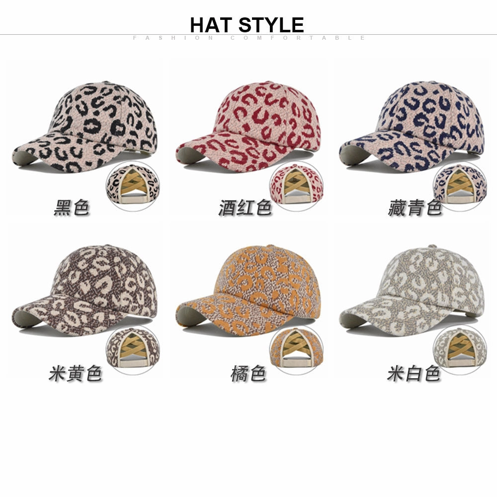 Wholesale Cotton Leopard Ponytail Hat