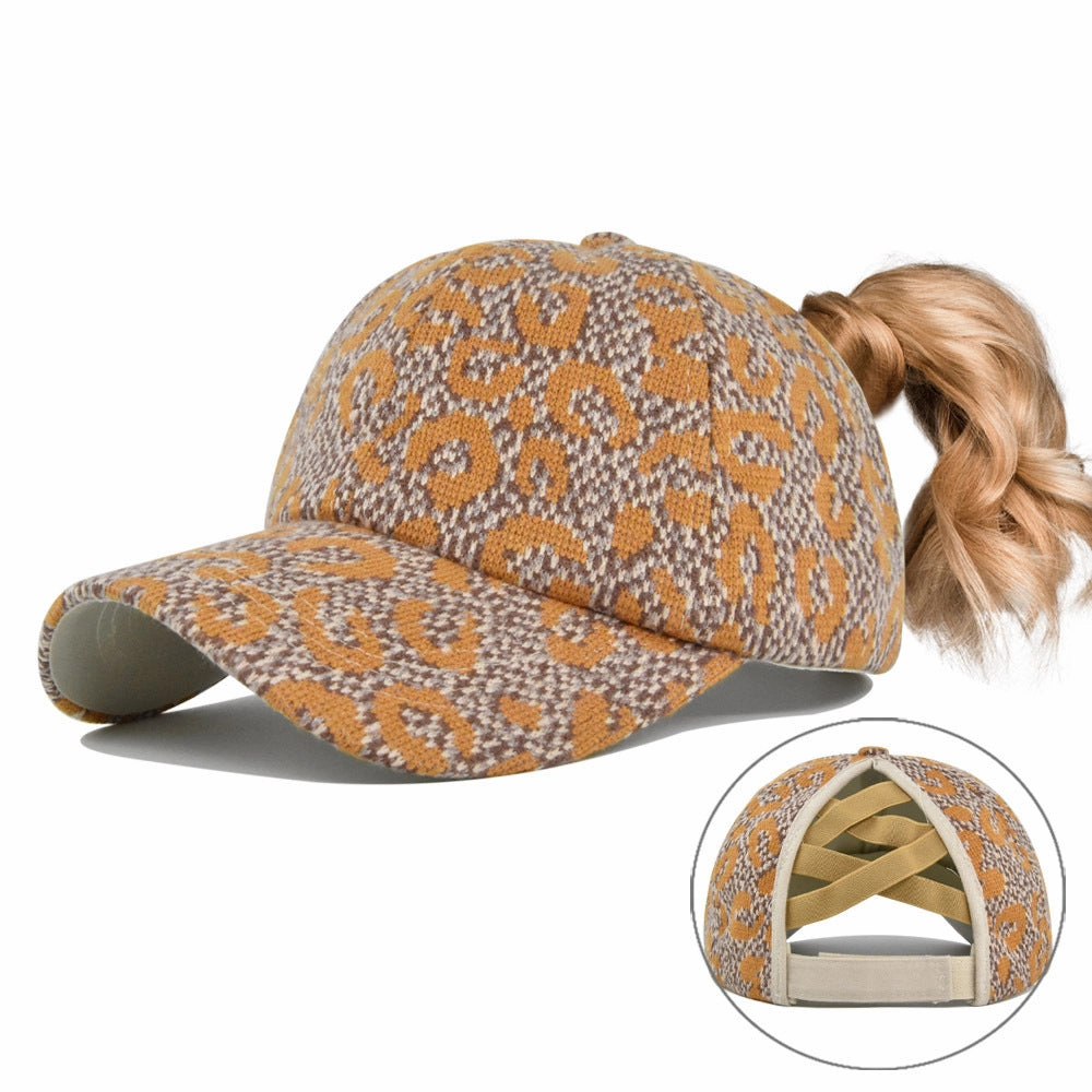 Wholesale Cotton Leopard Ponytail Hat