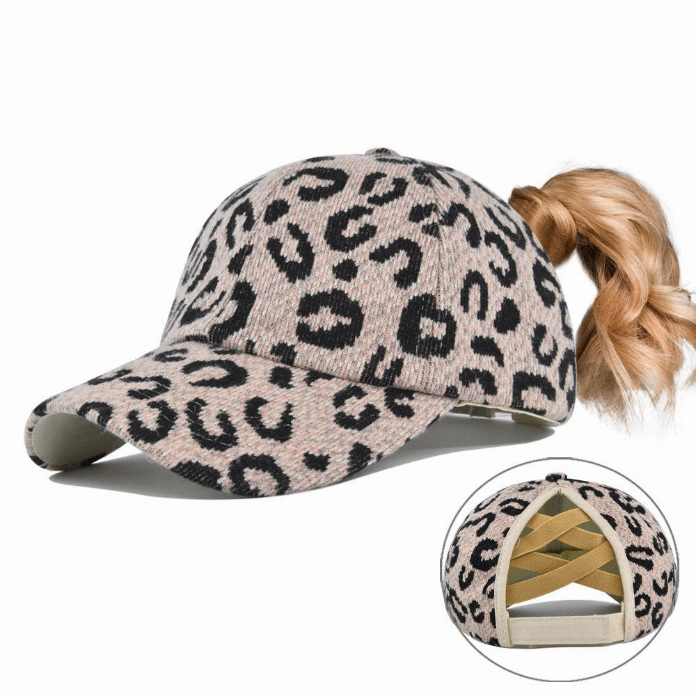 Wholesale Cotton Leopard Ponytail Hat