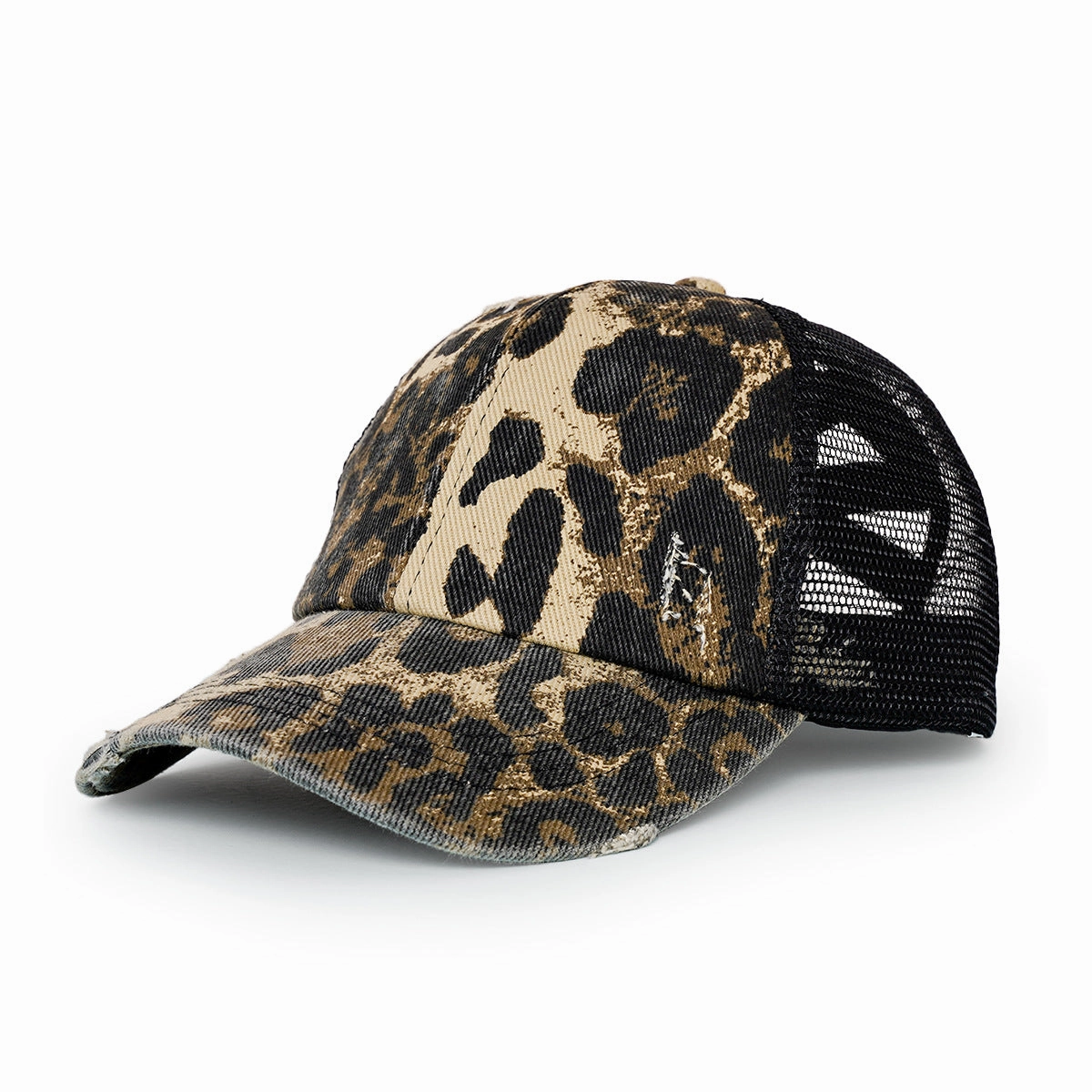 Wholesale Cotton Leopard Print Hole Crossover Baseball Cap