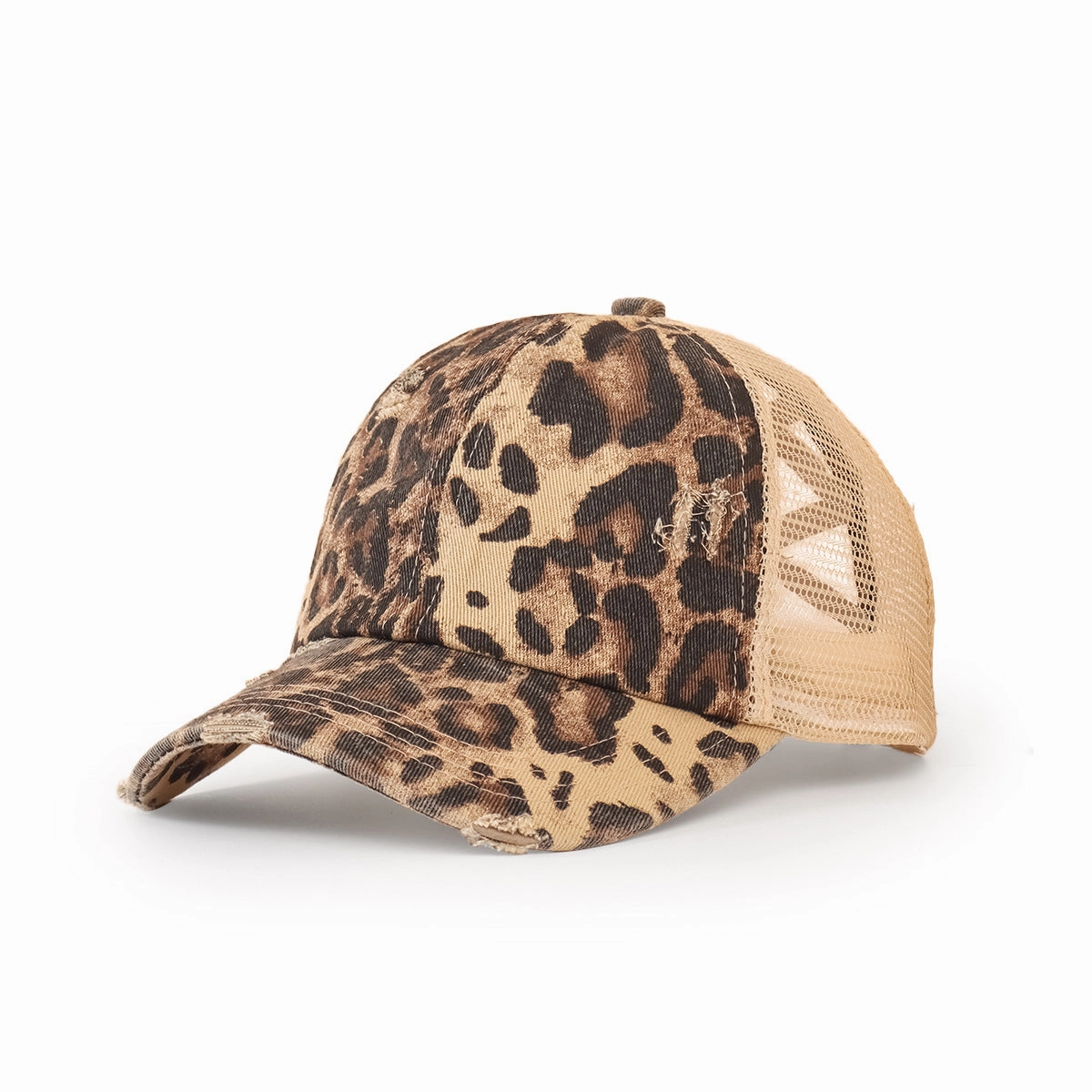 Wholesale Cotton Leopard Print Hole Crossover Baseball Cap