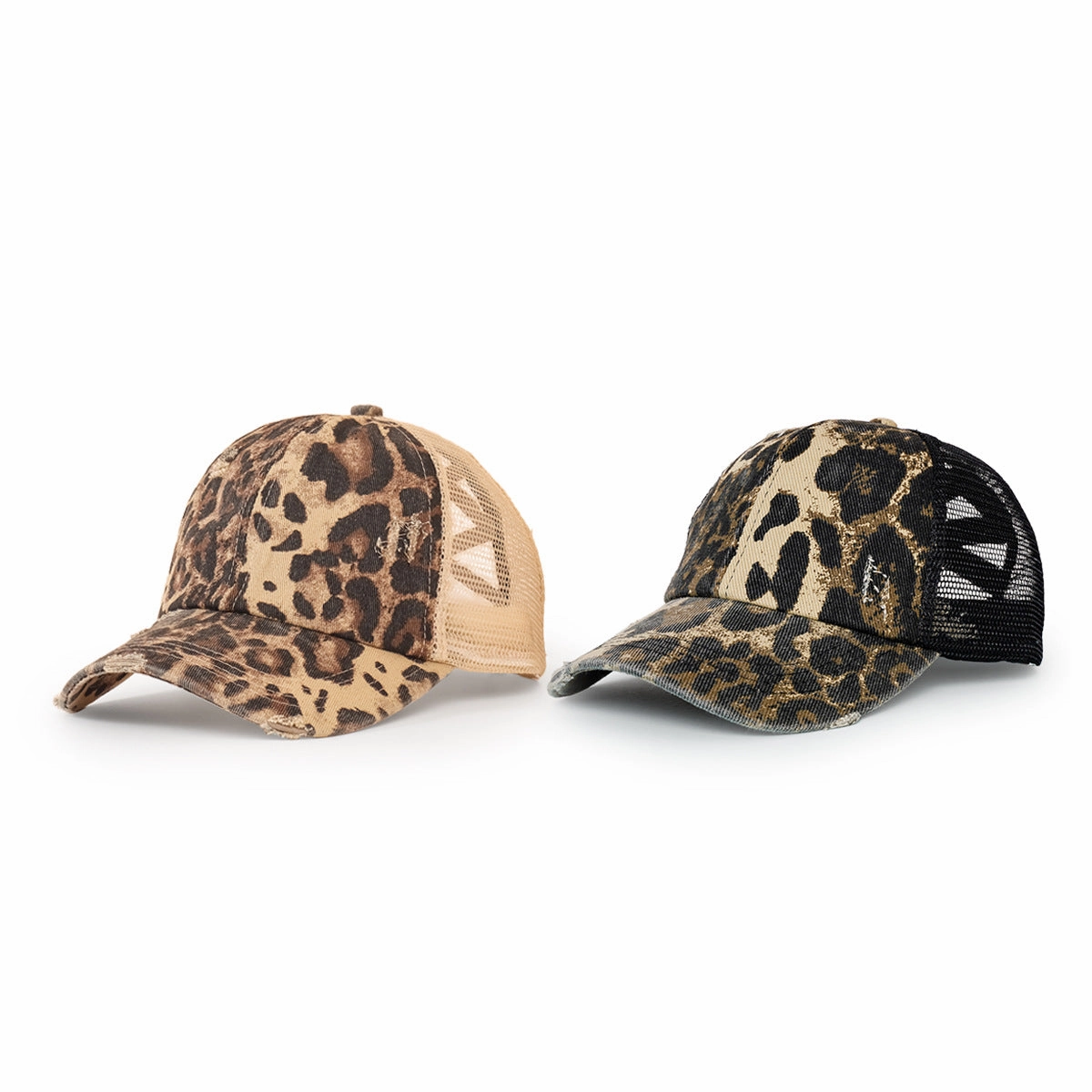 Wholesale Cotton Leopard Print Hole Crossover Baseball Cap