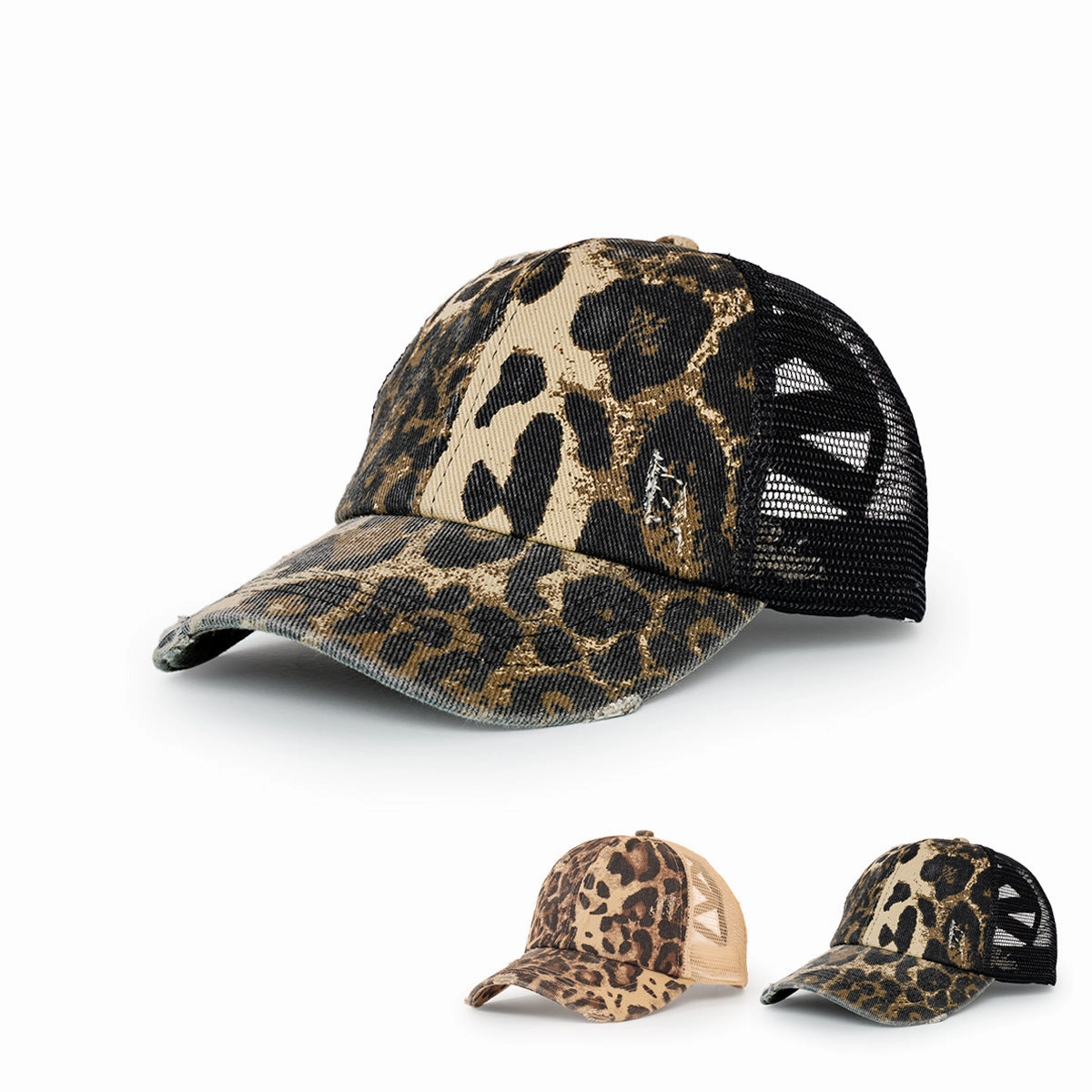 Wholesale Cotton Leopard Print Hole Crossover Baseball Cap