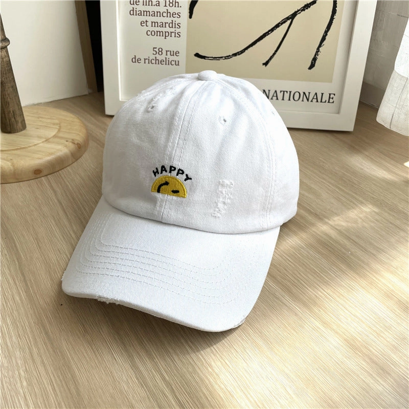 Wholesale Cotton Letter Embroidery Half Smiley Baseball Cap