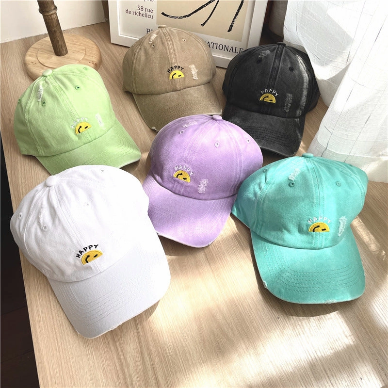Wholesale Cotton Letter Embroidery Half Smiley Baseball Cap