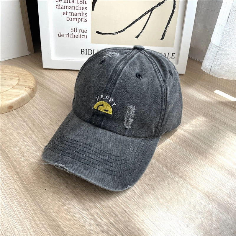 Wholesale Cotton Letter Embroidery Half Smiley Baseball Cap