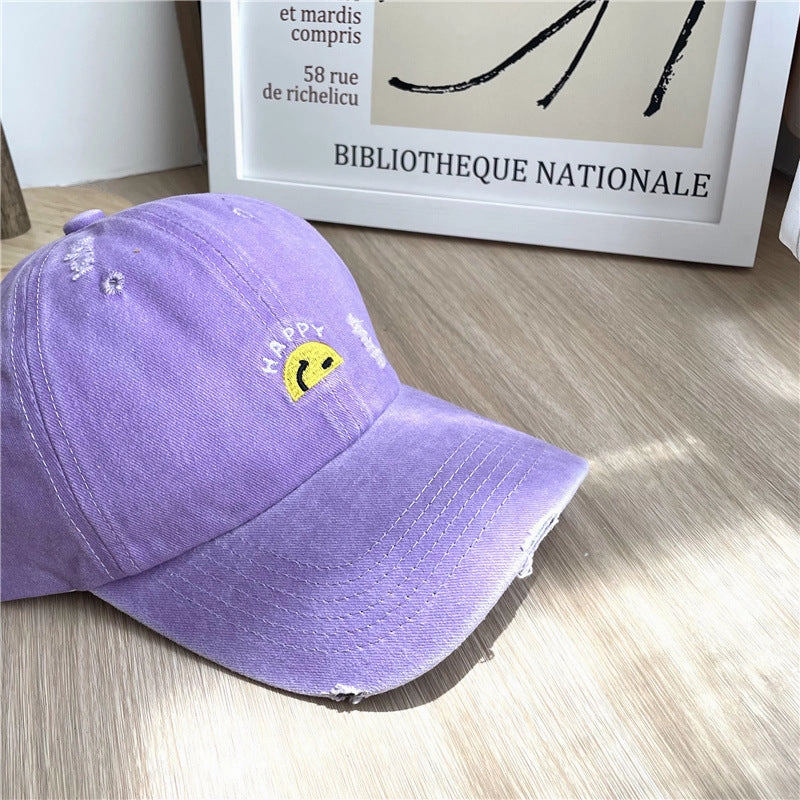 Wholesale Cotton Letter Embroidery Half Smiley Baseball Cap