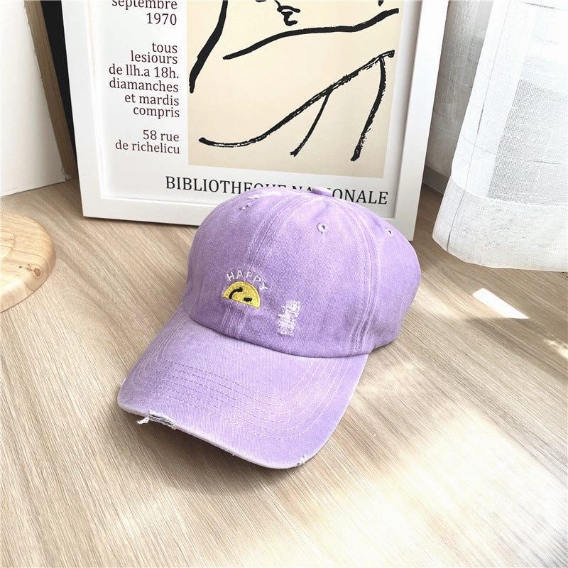 Wholesale Cotton Letter Embroidery Half Smiley Baseball Cap