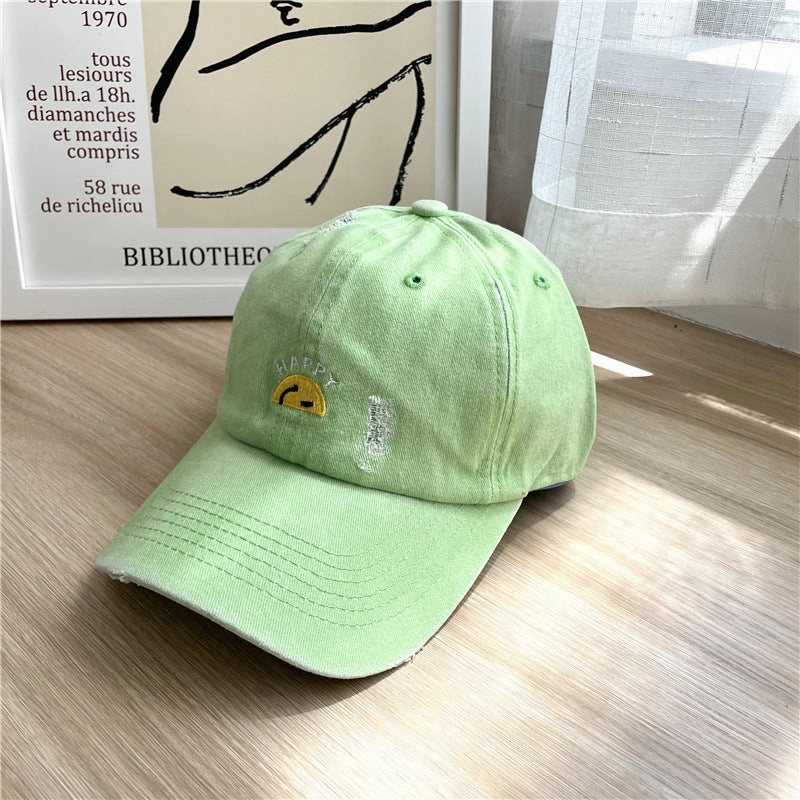 Wholesale Cotton Letter Embroidery Half Smiley Baseball Cap