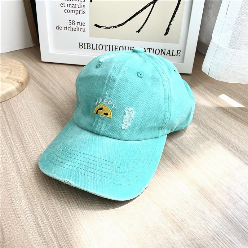 Wholesale Cotton Letter Embroidery Half Smiley Baseball Cap