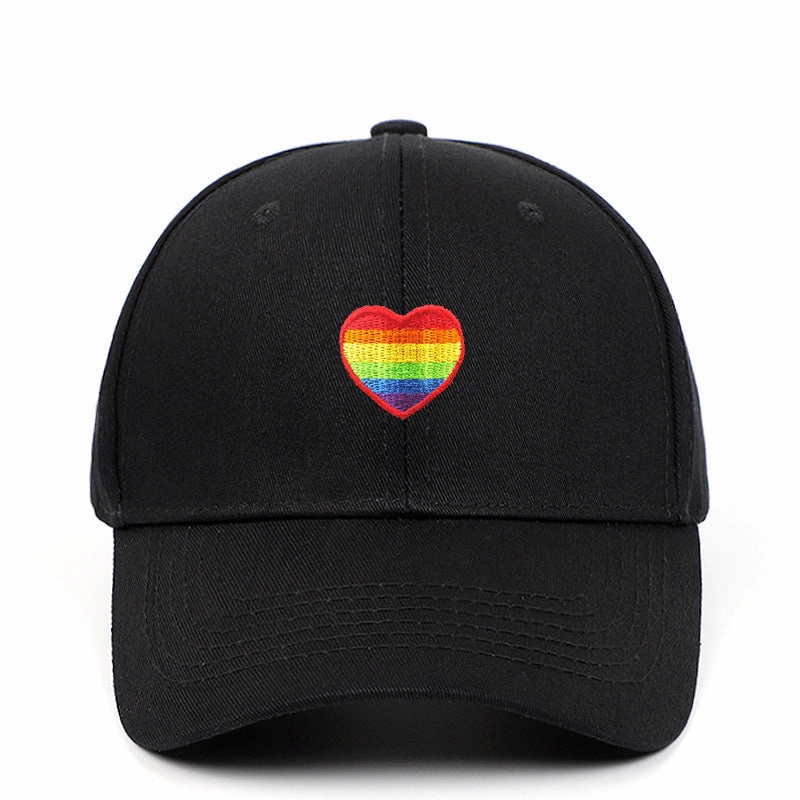 Wholesale Cotton LGBT Rainbow Heart Embroidery Baseball Cap