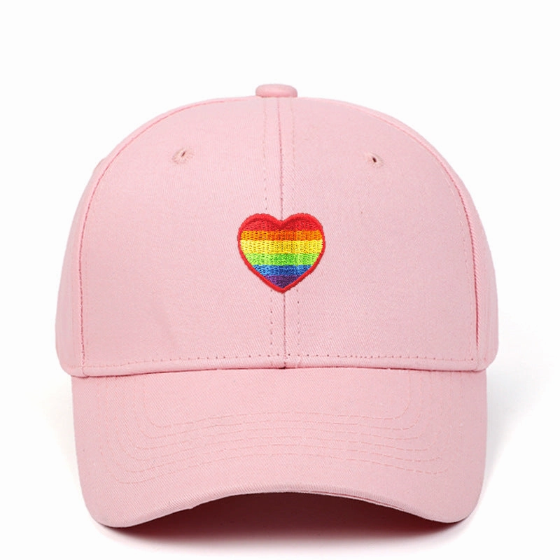 Wholesale Cotton LGBT Rainbow Heart Embroidery Baseball Cap