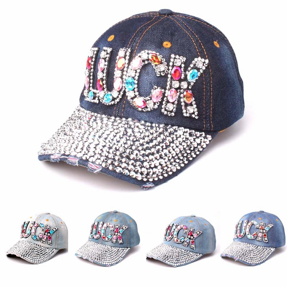 Wholesale Cotton LUCK Letter Denim Baseball Cap