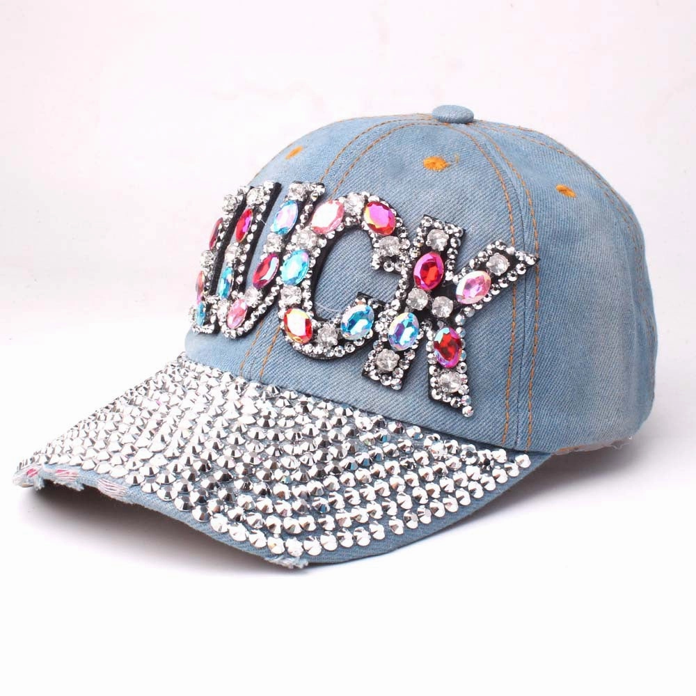 Wholesale Cotton LUCK Letter Denim Baseball Cap