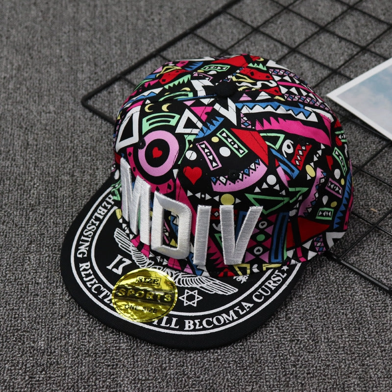 Wholesale Cotton MDIV Letter Embroidered Contrasting Flat Brim Hat