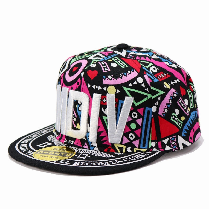 Wholesale Cotton MDIV Letter Embroidered Contrasting Flat Brim Hat