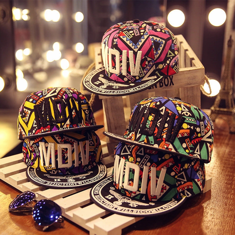 Wholesale Cotton MDIV Letter Embroidered Contrasting Flat Brim Hat