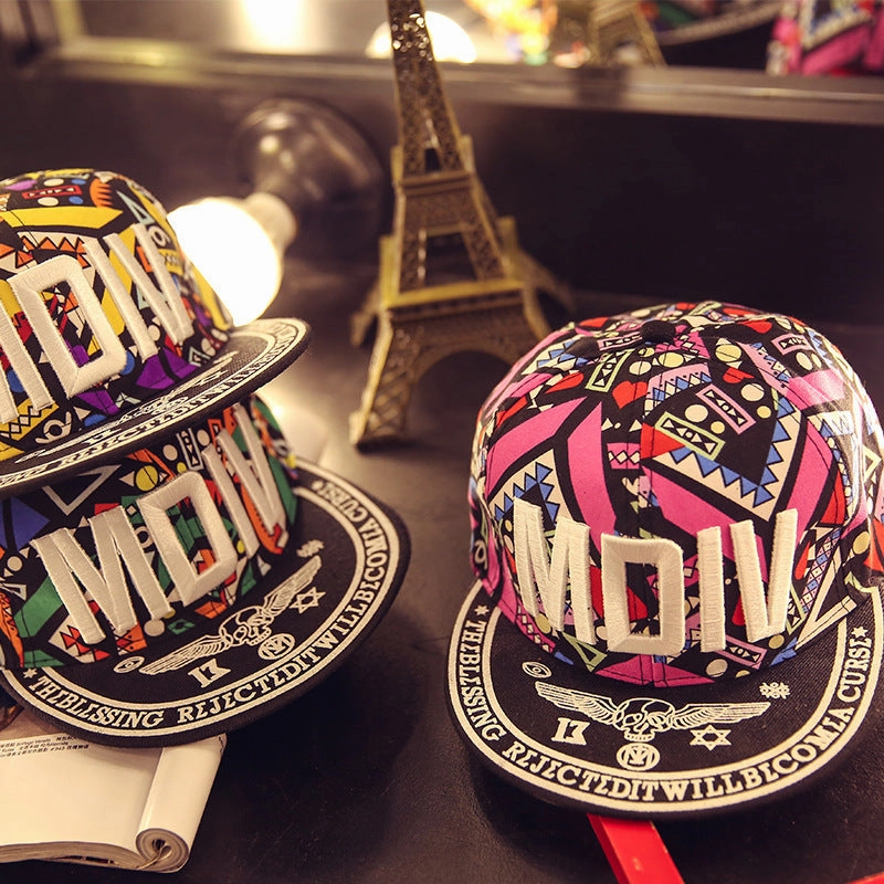 Wholesale Cotton MDIV Letter Embroidered Contrasting Flat Brim Hat