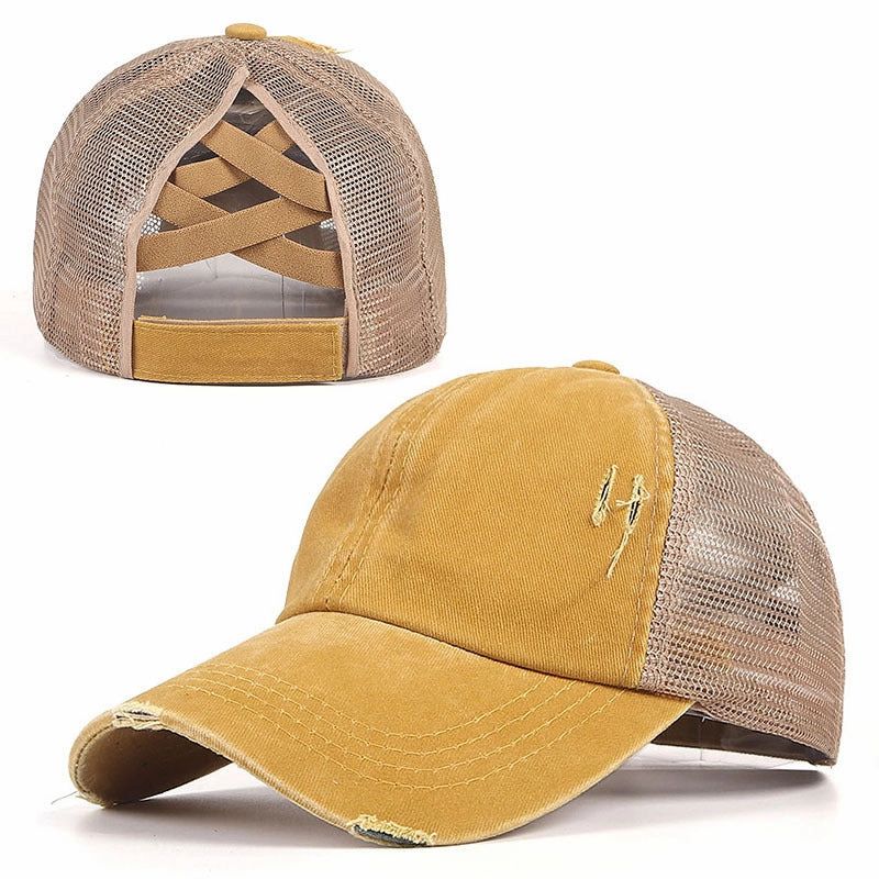 Wholesale Cotton Outdoor Sun Hat Solid Color Leopard Print Mesh Cap Baseball Cap