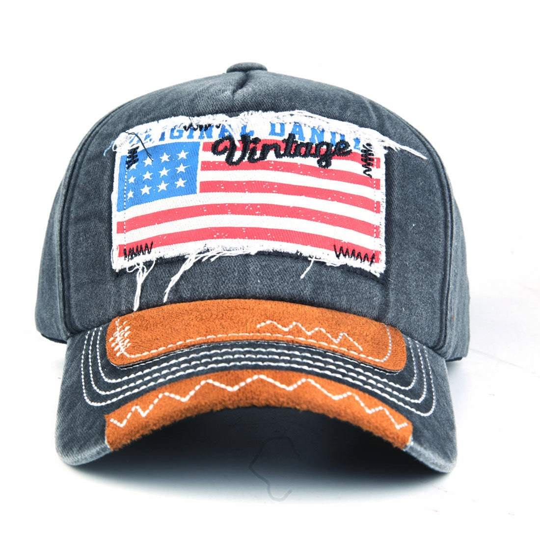 Wholesale Cotton Patch Embroidery Washed American Flag Embroidery Baseball Cap