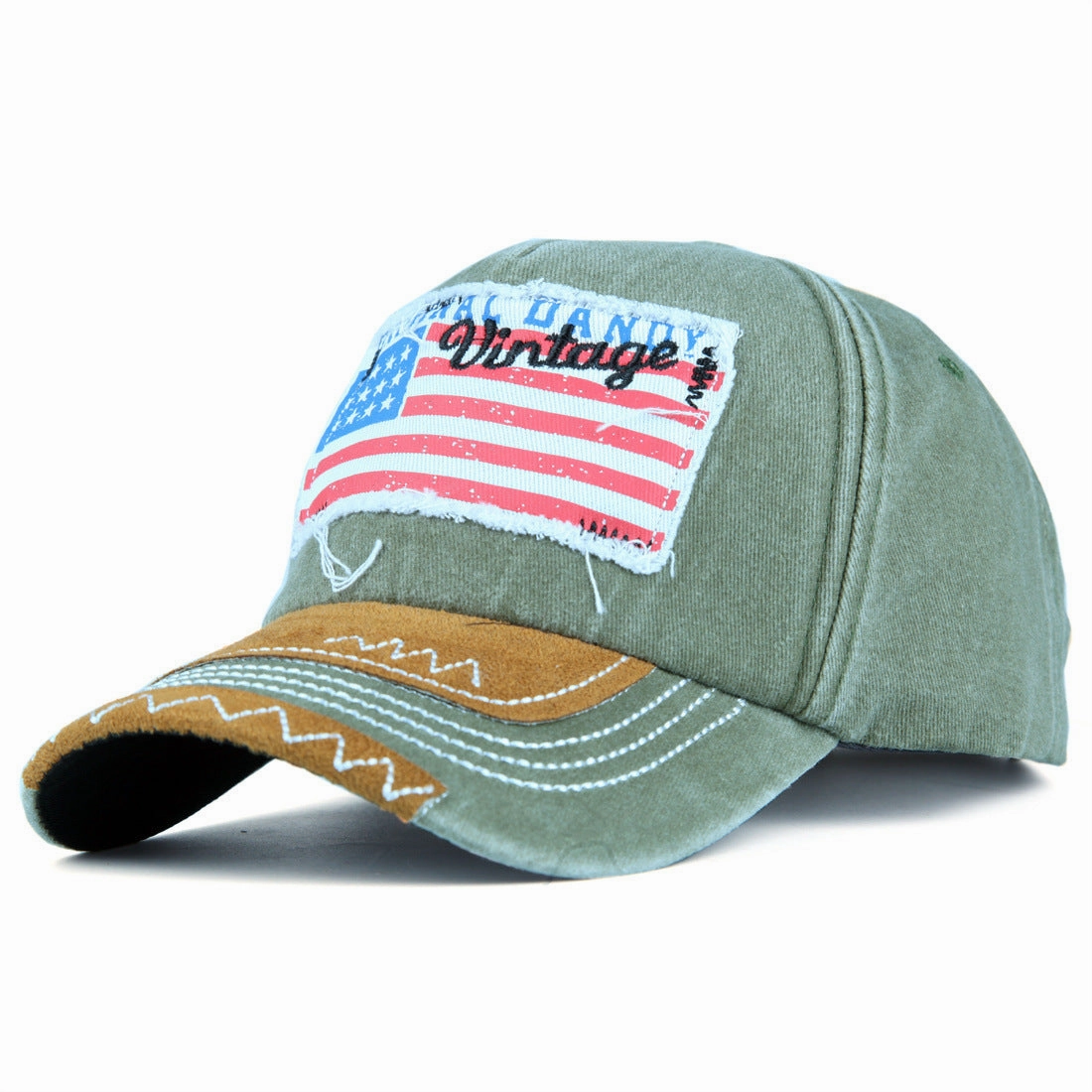 Wholesale Cotton Patch Embroidery Washed American Flag Embroidery Baseball Cap