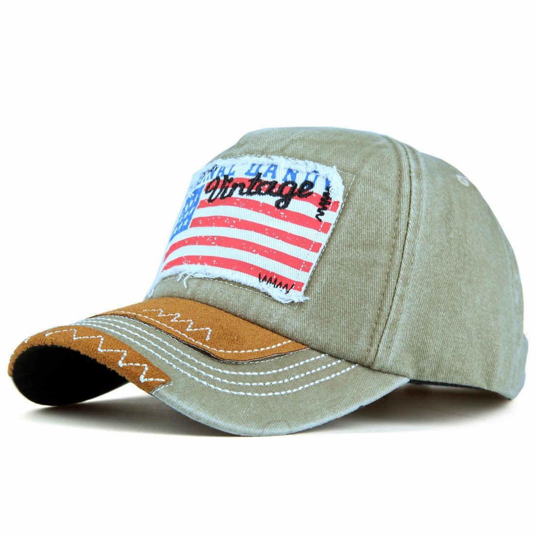 Wholesale Cotton Patch Embroidery Washed American Flag Embroidery Baseball Cap
