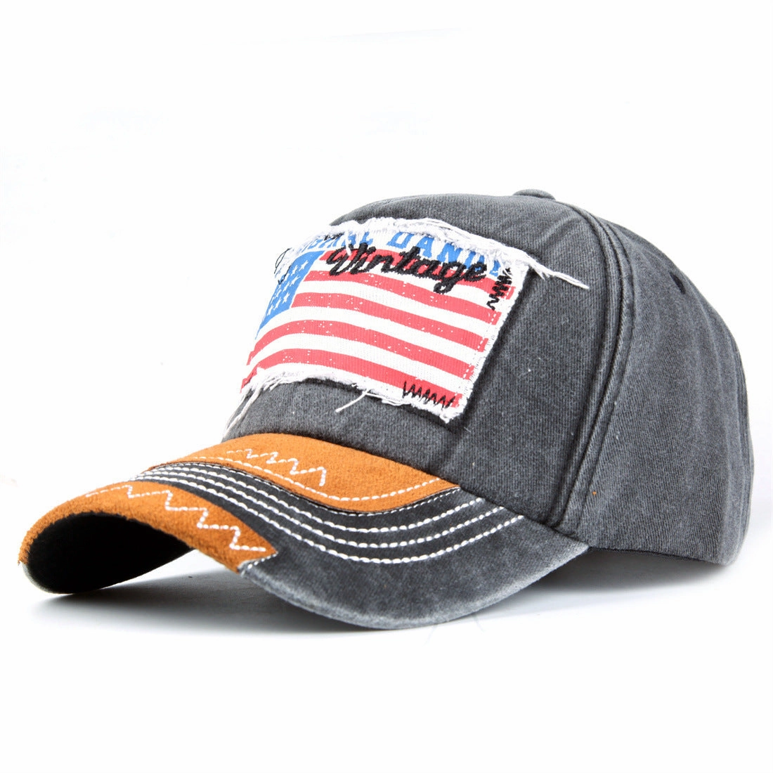 Wholesale Cotton Patch Embroidery Washed American Flag Embroidery Baseball Cap