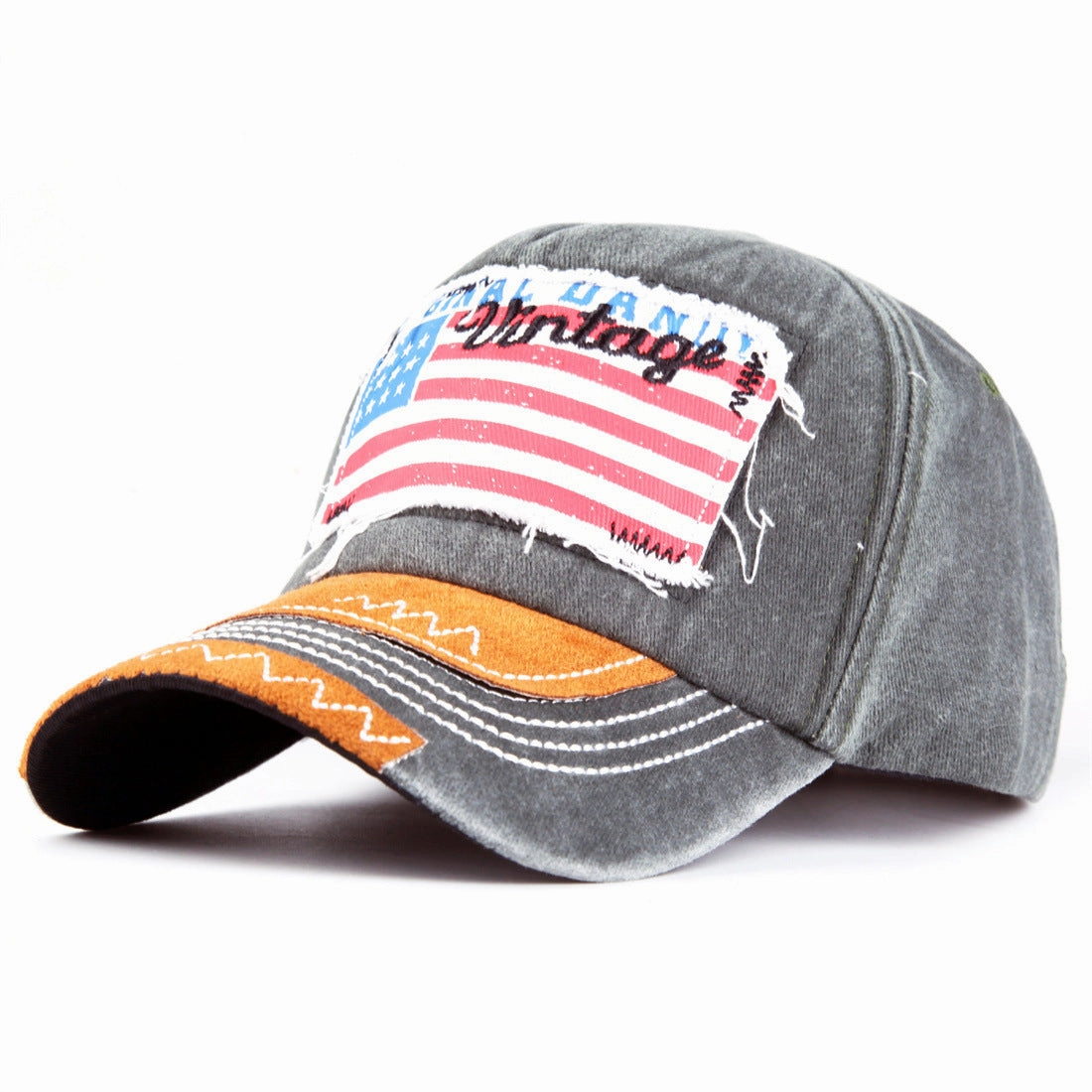 Wholesale Cotton Patch Embroidery Washed American Flag Embroidery Baseball Cap