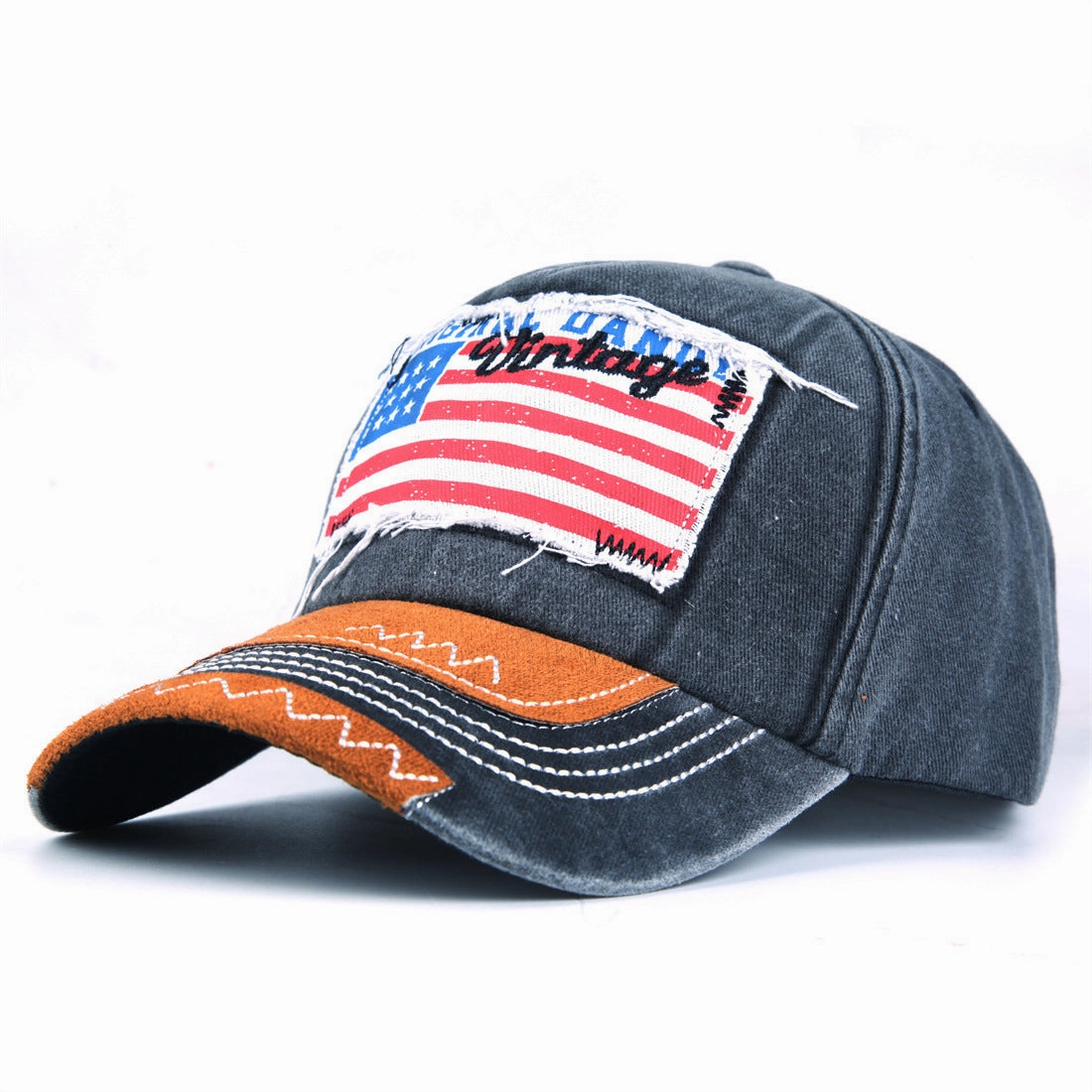 Wholesale Cotton Patch Embroidery Washed American Flag Embroidery Baseball Cap