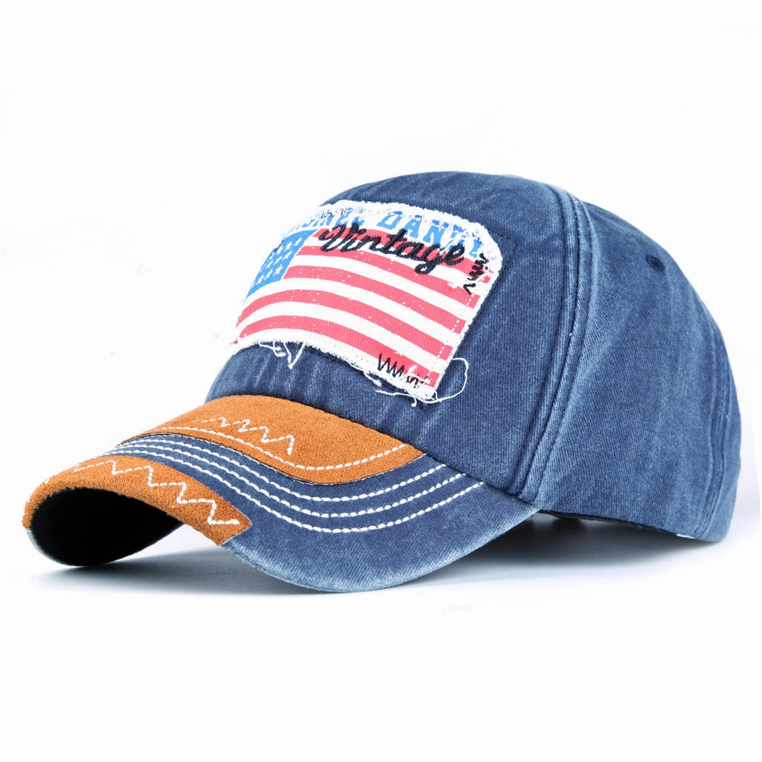 Wholesale Cotton Patch Embroidery Washed American Flag Embroidery Baseball Cap