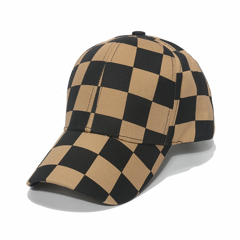 Wholesale Cotton Polyester Black and White Checkerboard Baseball Cap