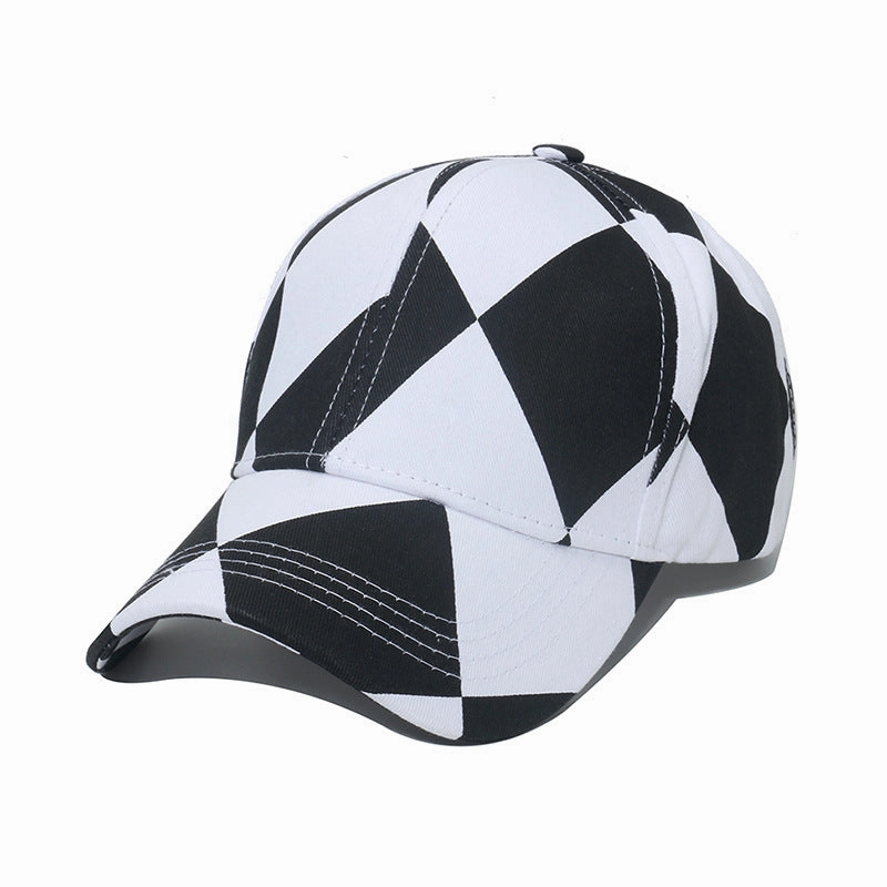 Wholesale Cotton Polyester Black and White Checkerboard Baseball Cap