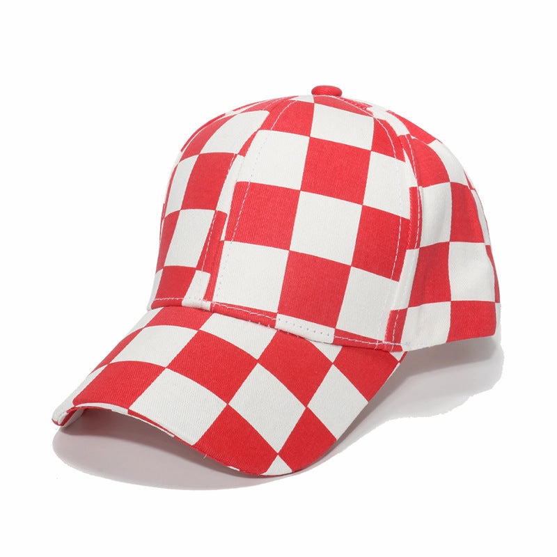 Wholesale Cotton Polyester Black and White Checkerboard Baseball Cap