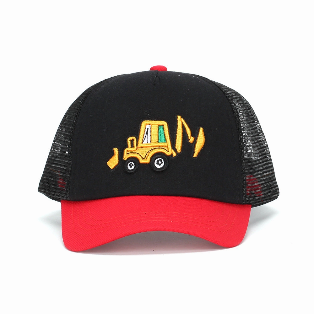 Wholesale Cotton Polyester Cartoon Embroidery Excavator Kids Baseball Cap