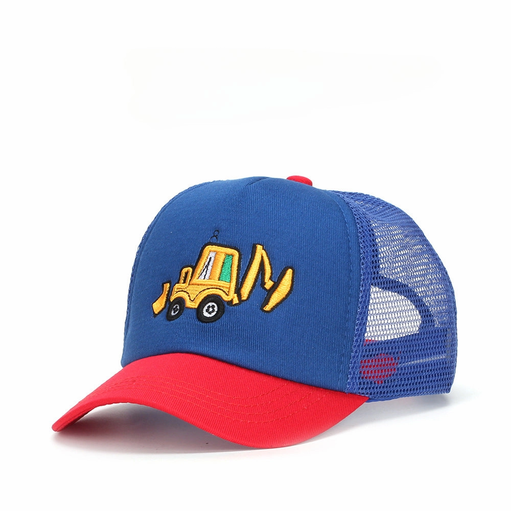 Wholesale Cotton Polyester Cartoon Embroidery Excavator Kids Baseball Cap
