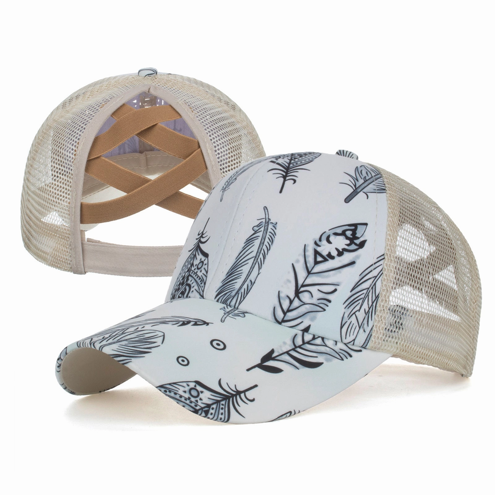 Wholesale Cotton Polyester Cross Ponytail Baseball Hats