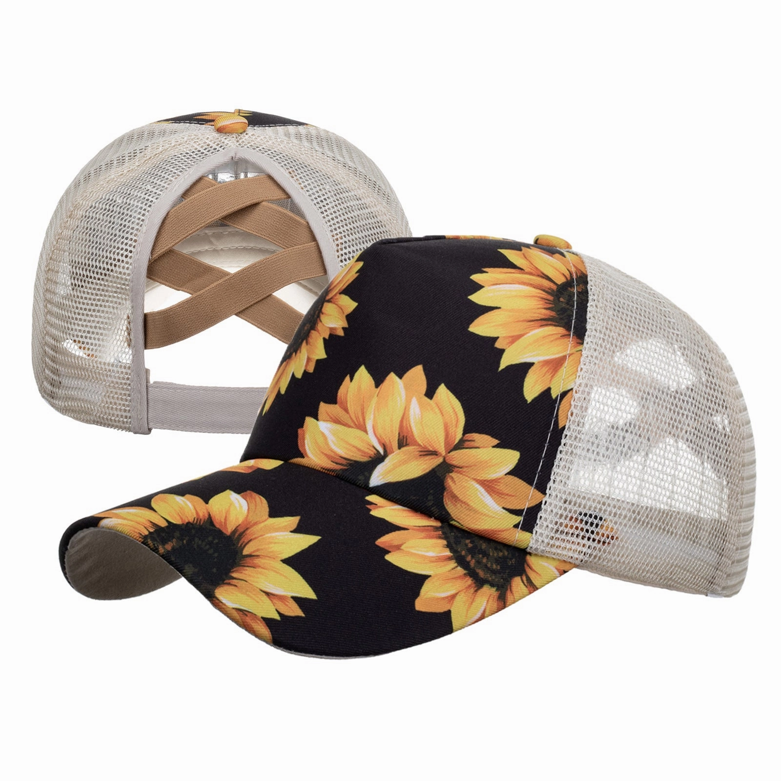 Wholesale Cotton Polyester Cross Ponytail Baseball Hats