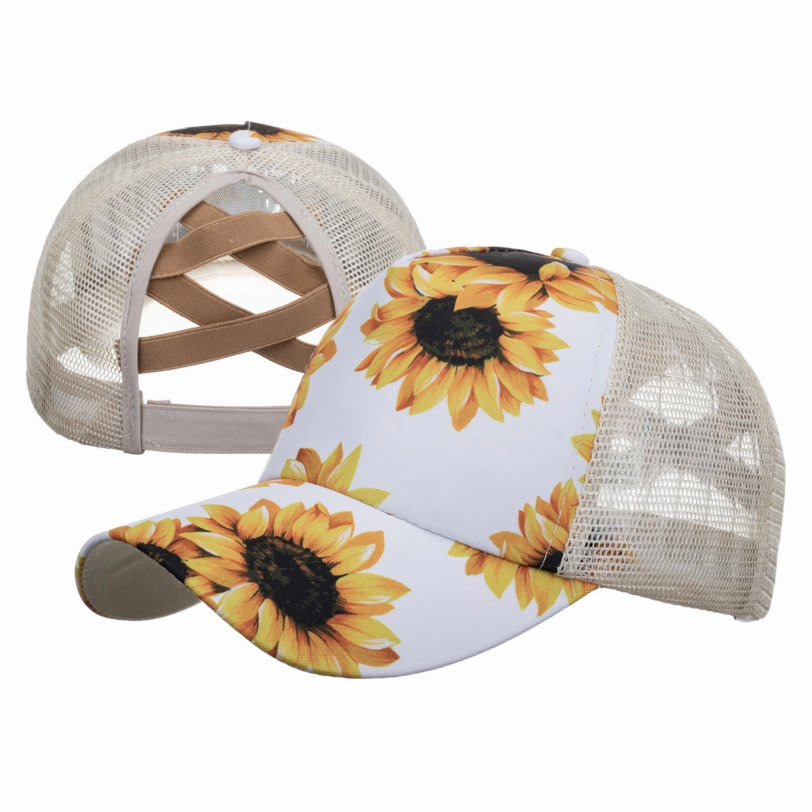 Wholesale Cotton Polyester Cross Ponytail Baseball Hats