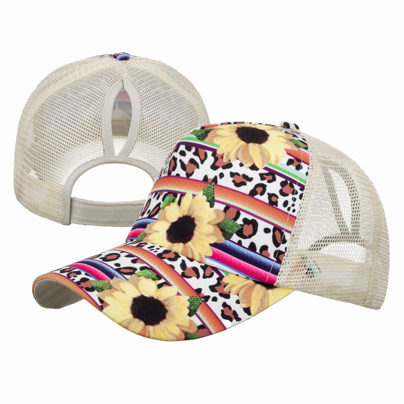 Wholesale Cotton Polyester Cross Ponytail Baseball Hats