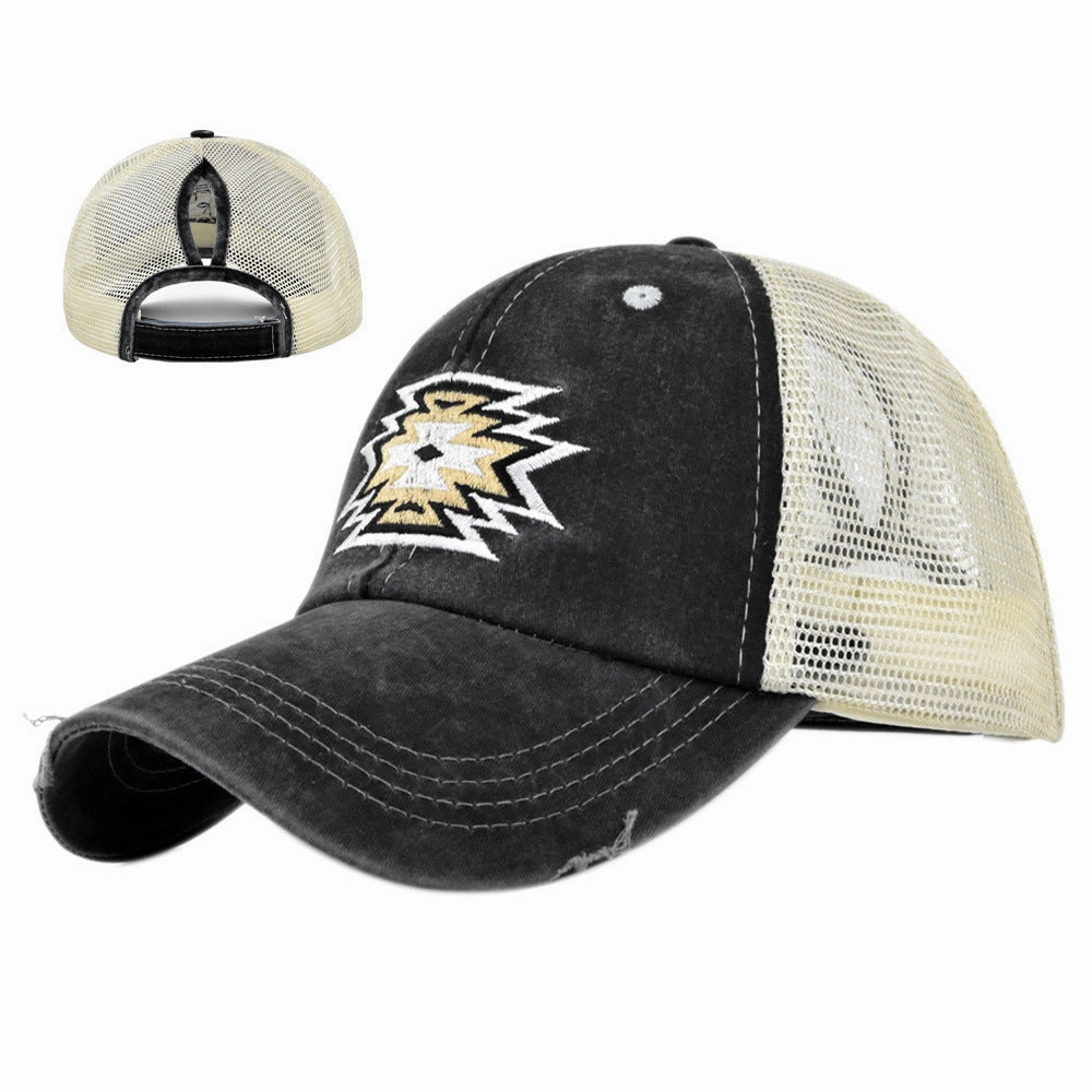 Wholesale Cotton Ponytail Hole Embroidery Baseball Cap