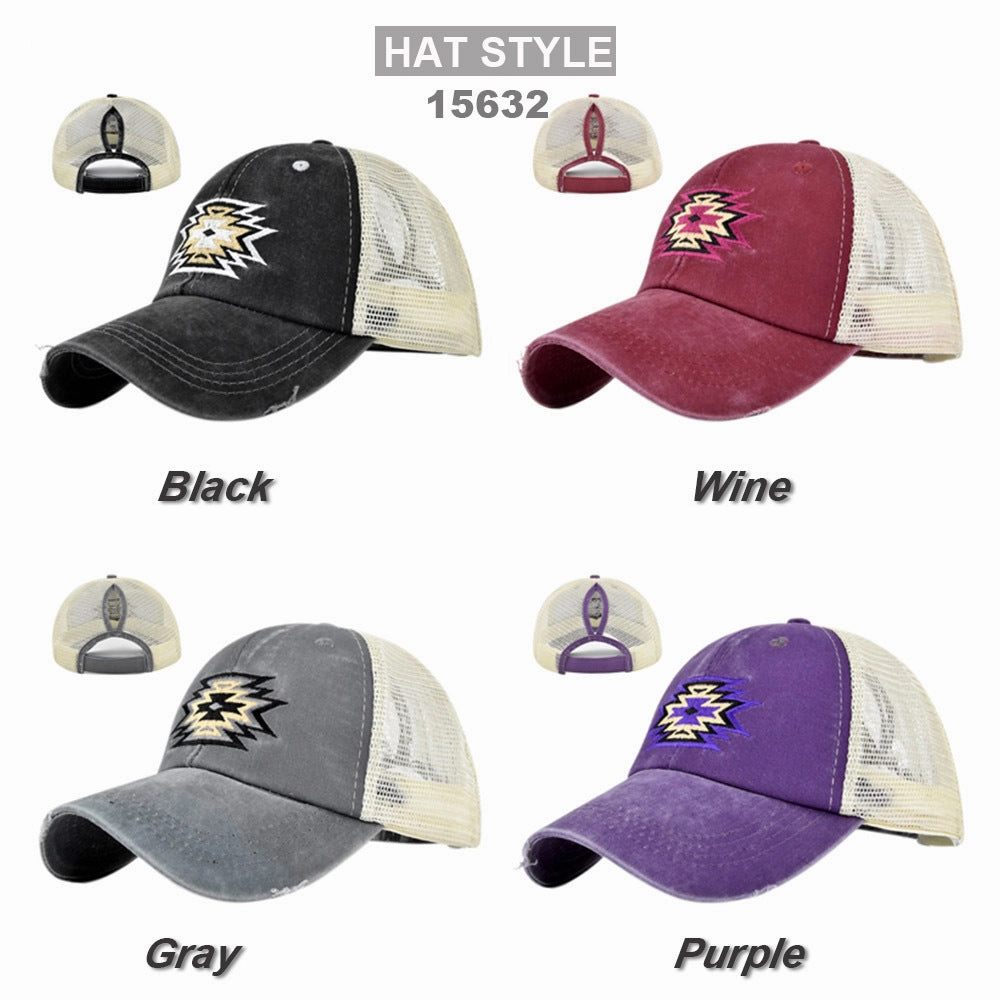 Wholesale Cotton Ponytail Hole Embroidery Baseball Cap