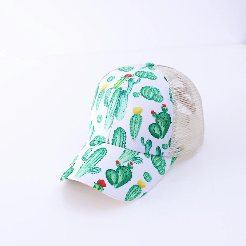 Wholesale Cotton Printed Crossover Ponytail Mesh Baseball Caps
