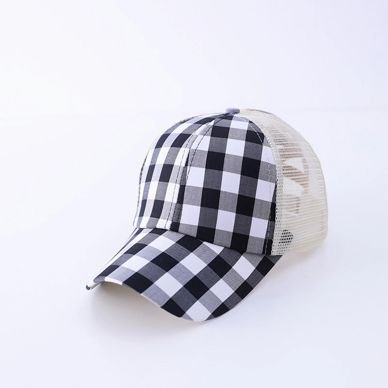 Wholesale Cotton Printed Crossover Ponytail Mesh Baseball Caps