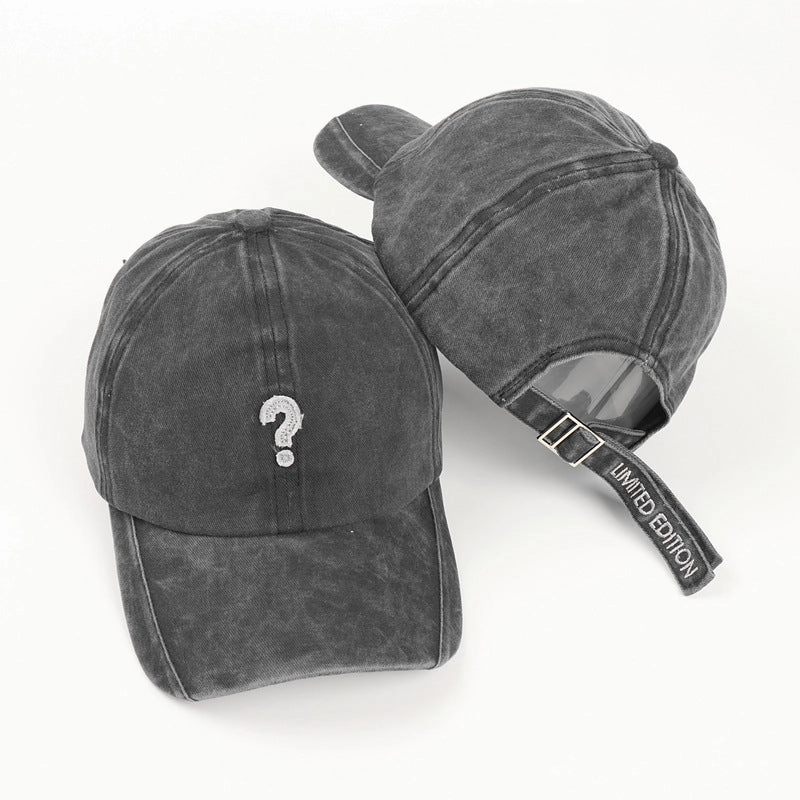 Wholesale Cotton Question mark? Denim Soft Top Curved Brim Baseball Cap