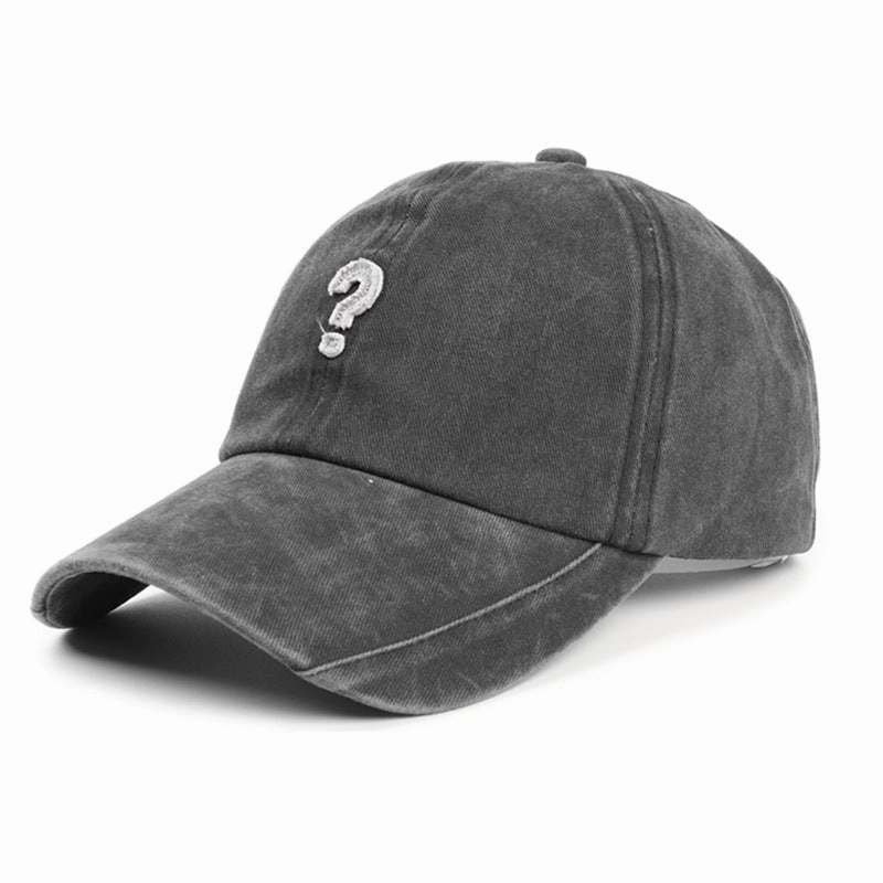 Wholesale Cotton Question mark? Denim Soft Top Curved Brim Baseball Cap