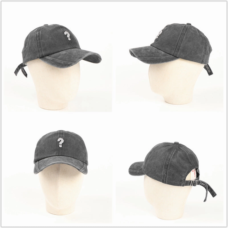 Wholesale Cotton Question mark? Denim Soft Top Curved Brim Baseball Cap