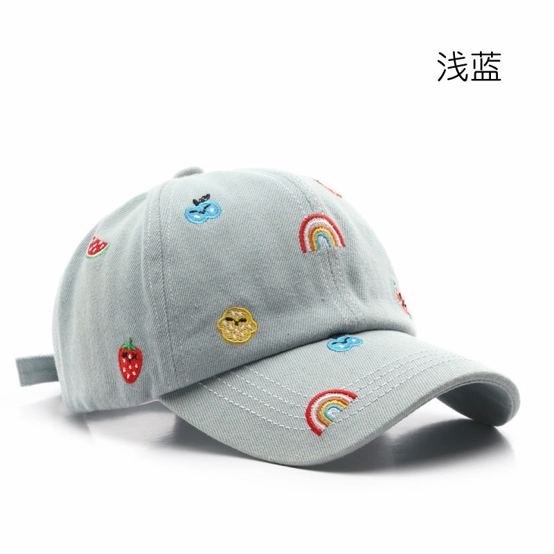 Wholesale Cotton Rainbow Denim Embroidery Curved Brim Baseball Cap