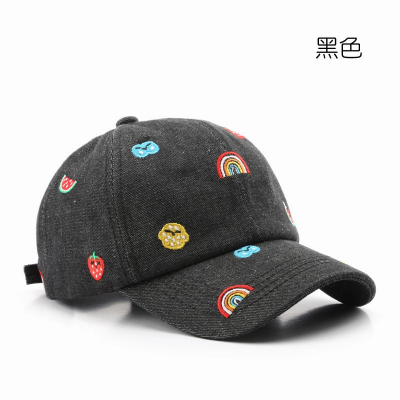 Wholesale Cotton Rainbow Denim Embroidery Curved Brim Baseball Cap