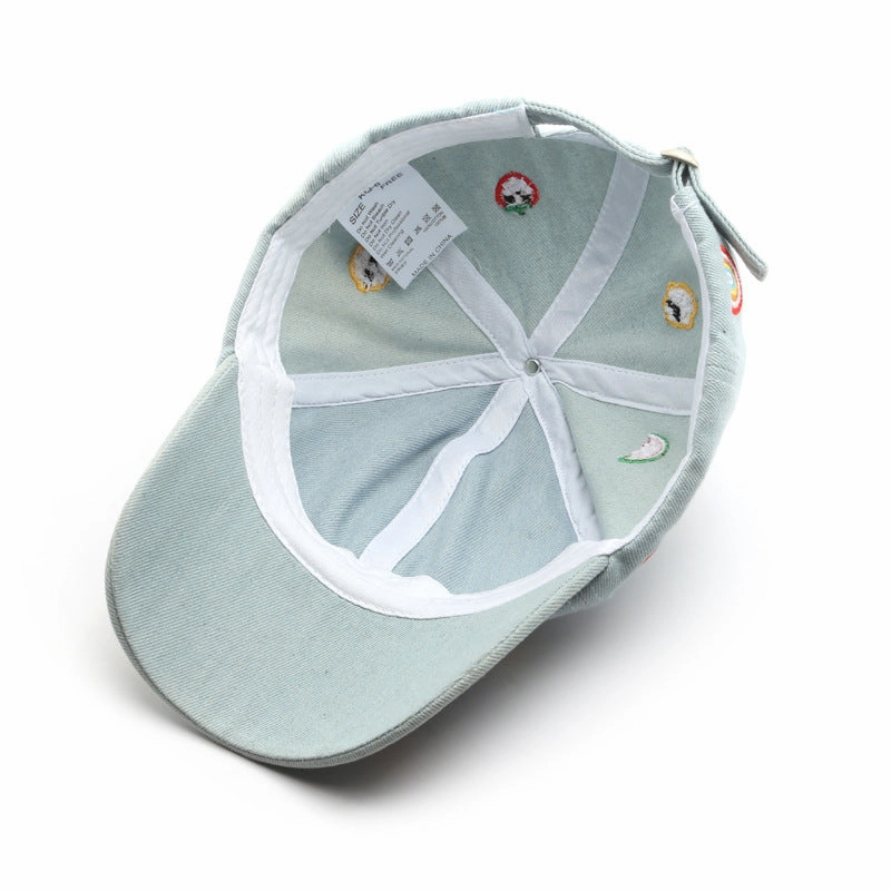 Wholesale Cotton Rainbow Denim Embroidery Curved Brim Baseball Cap