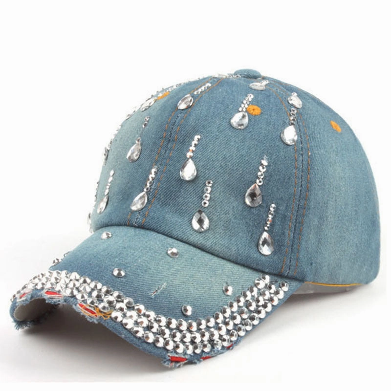 Wholesale Cotton Rhinestone Denim Baseball Cap